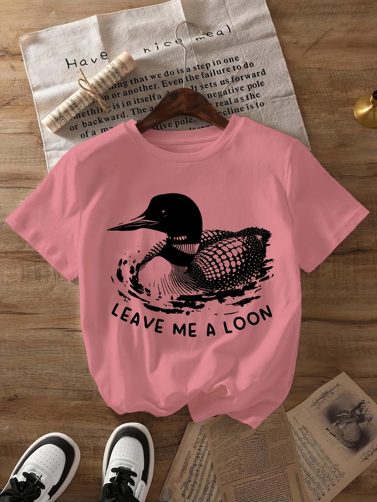 Polyester Knit Fabric with Cartoon Duck Print Short Sleeve Regular Length