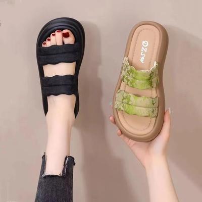 National Style Thick-soled Cool Slippers Women's Outer Wear 202 Season Summer New Fashion Soft-soled Non-slip Heightening Skirt Beach Shoes