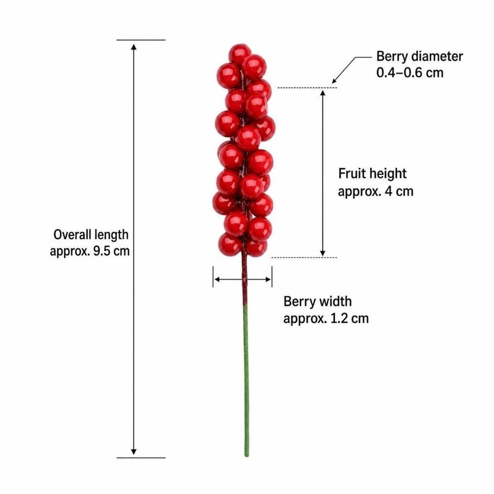 30PCS Flexible Wire Stem Artificial Berry Picks Red Color Red Berry Stem  Christmas Tree Decor