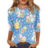 Modisches lässiges Damen-Pullover-Oberteil mit Dreiviertelärm und Osterdruck, Rundhalsausschnitt