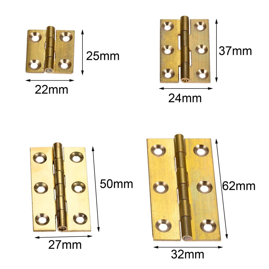 DRELD 2pcs Brass Decorative Cabinet Hinge 1/1.5/2/2.5 Inch Wooden Jewelry Box Hinge Furniture Fittings with Screws