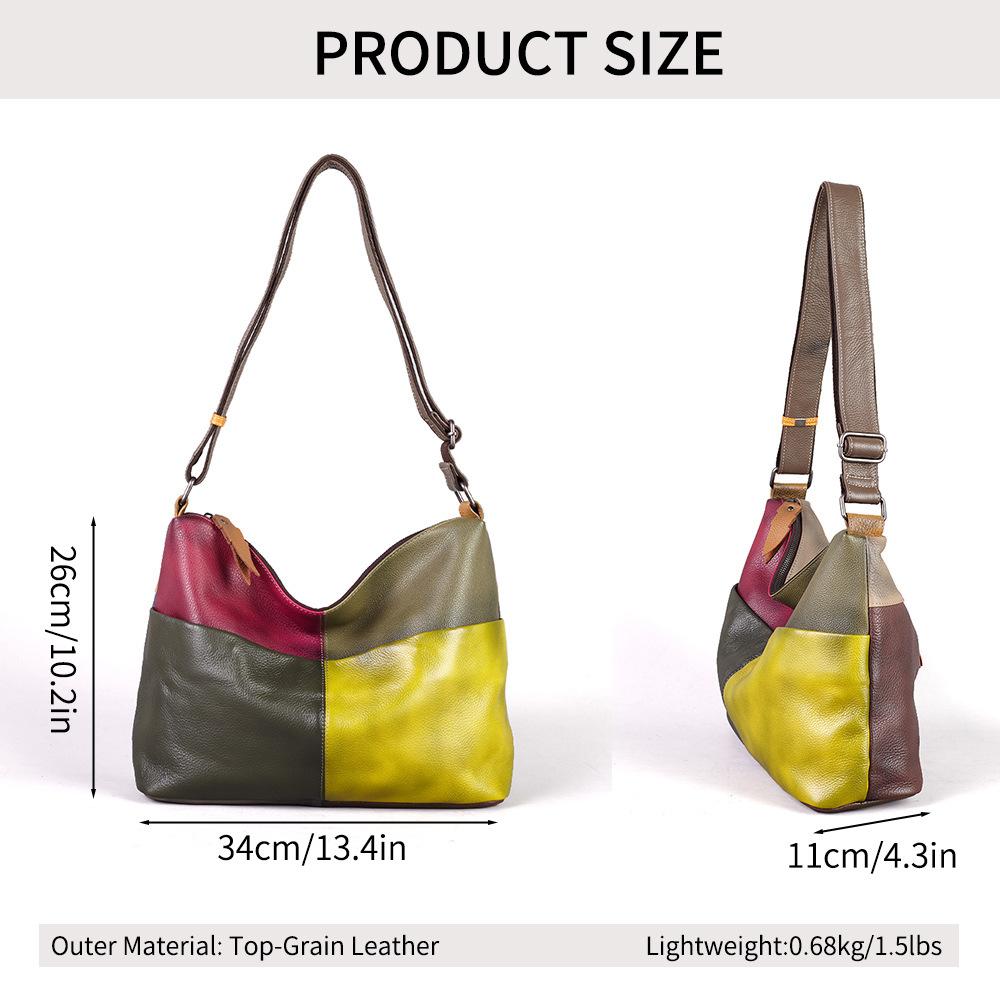 Premium Contrasting Color Splicing Tray Obo Bag Women'S Retro Large-Capacity Personalized Casual Shoulder Messenger Bag