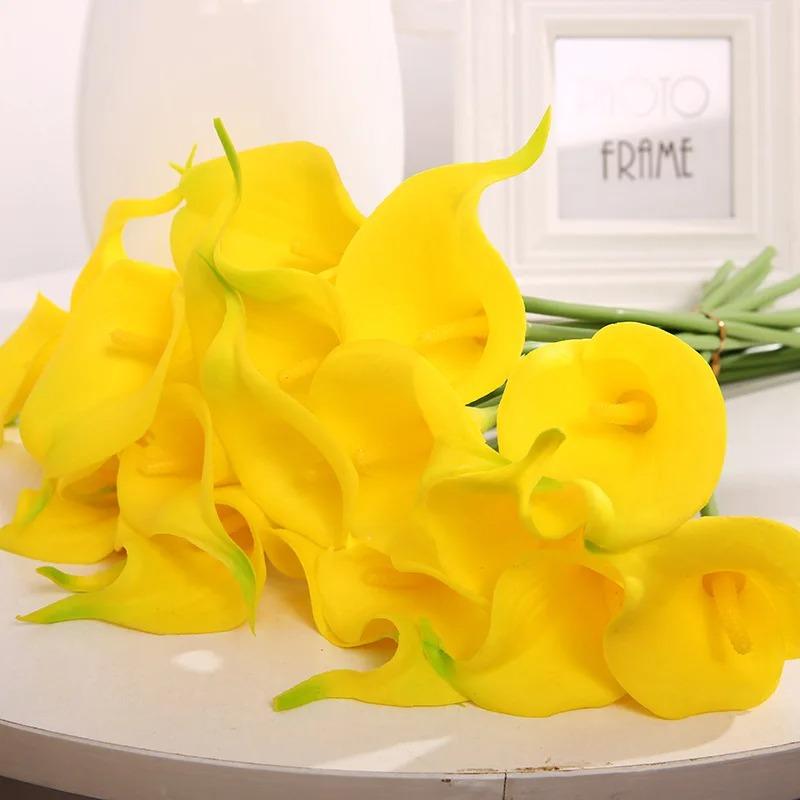 5PCS White PU Fake Flower Artificial Calla Lily for Home Decor Wedding Bridal Bouquet Home Table Flower Bouquet Decor 36CM