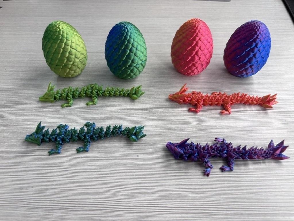 4Pcs 3D Printed Dragon Egg Executive Dragon Fidget Desk Toys 3D Printed Dragon in Egg Toys for Kids Gifts