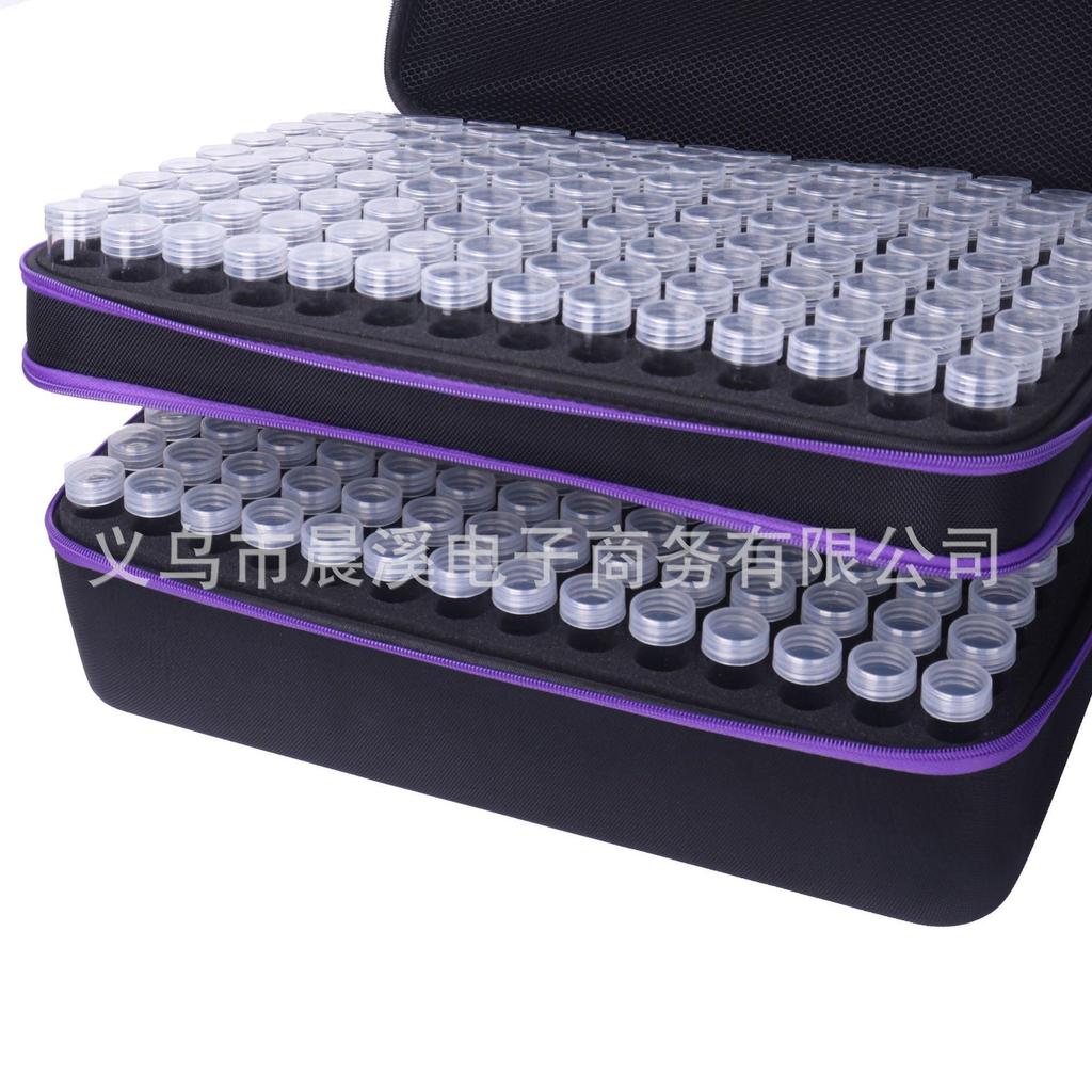 DIY Diamond Painting 420-Compartment Storage Bottles & Essential Oil Bag - Purple Handheld Tool Set