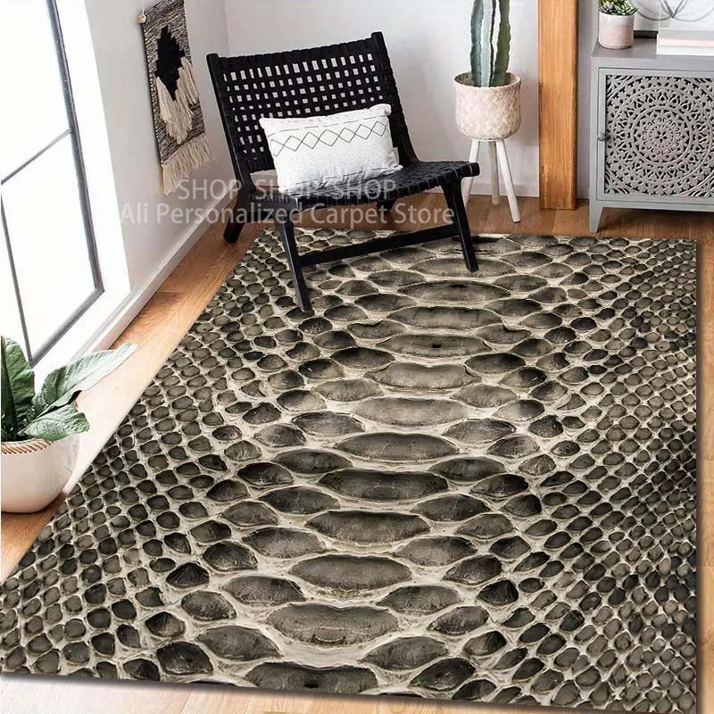 HD Snakeskin Texture Pattern Carpet for Living Room Bedroom Sofa Home Decor Non-slip Floor Mat Large Size Outdoor Carpet