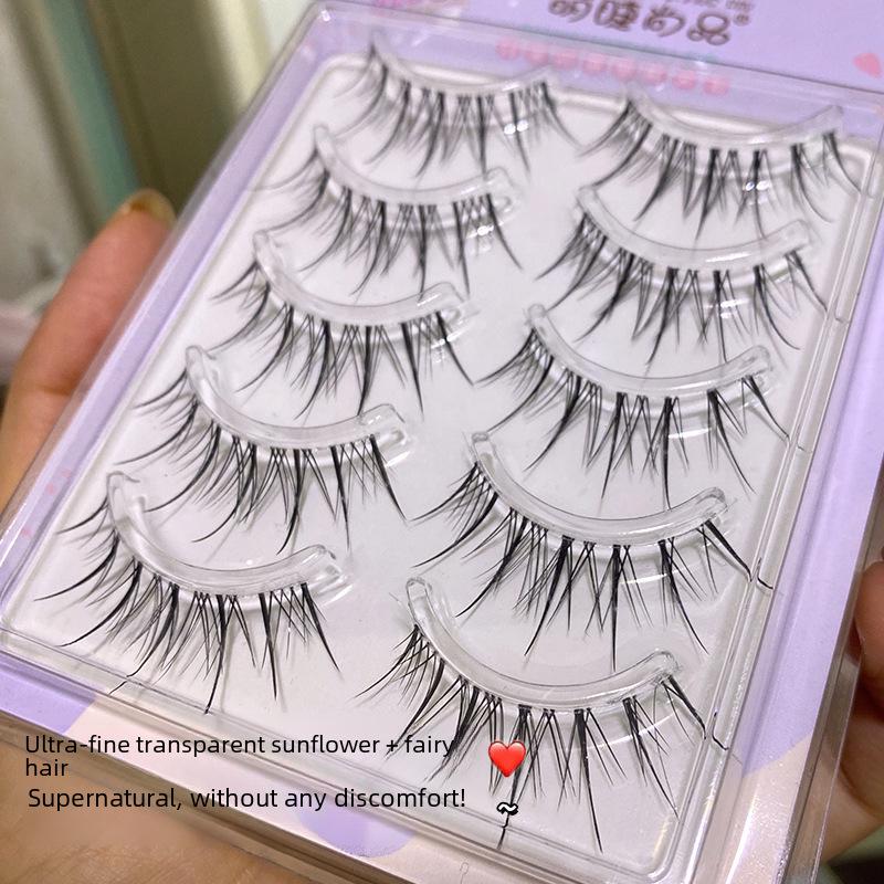 Mengji Shangpin M08 Airy Sunflower Fairy False Eyelashes - Natural Transparent Thin Stem