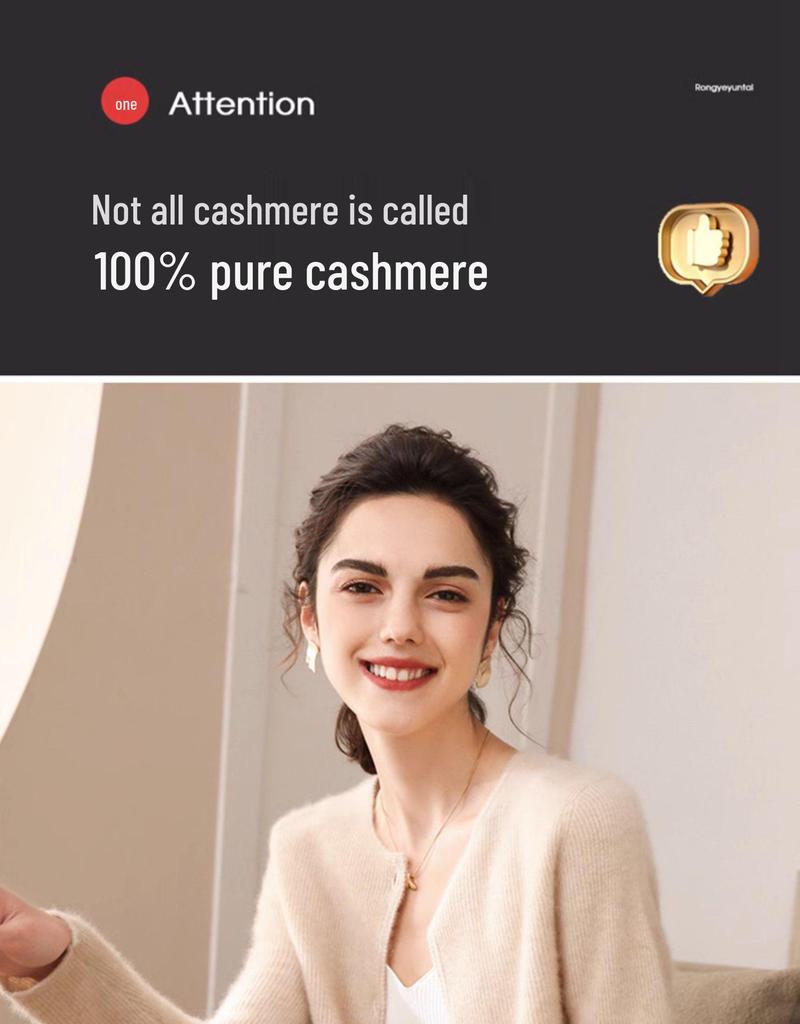 Women's 100% Pure Cashmere Round Neck Cardigan - 2024 Spring/Autumn Loose Knit Long Sleeve Thin Outerwear High-end