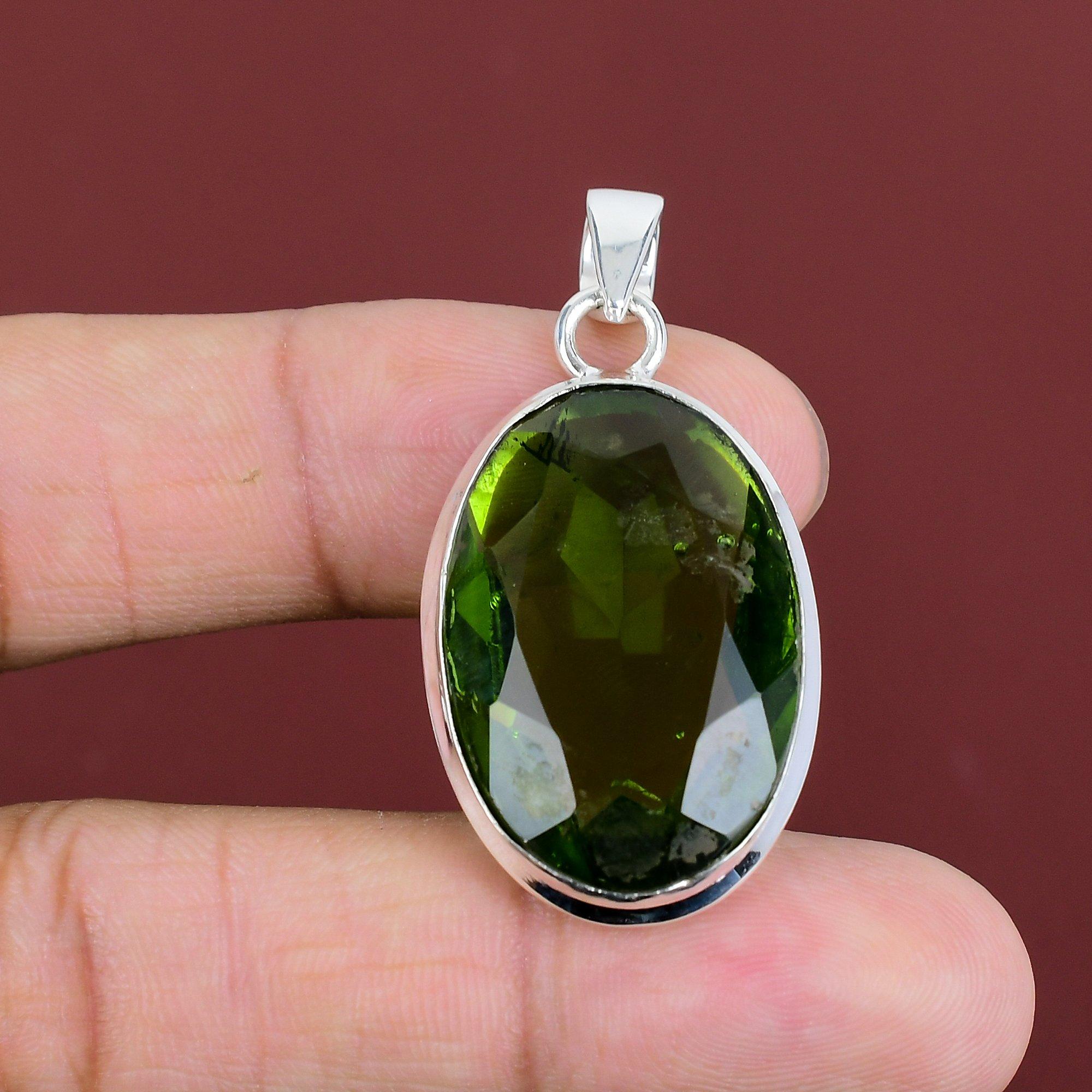 Faceted Peridot Pendant Original Gemstone Pendant Unique Jewelry Handmade Pendant 925 Sterling Silver Pendant Peridot Jewelry Wedding Gifts