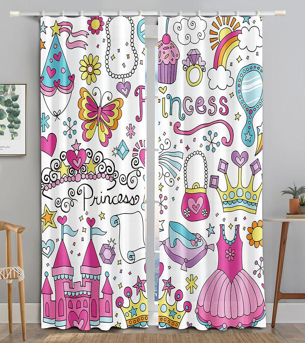 

Animated Angel Girl Pink Princess Window Panel Drapes in the Children Bedroom Living Room Hall Treatments Kitchen Decor Drapes Blinds W50 X H130(CM)X2&Grommet Top