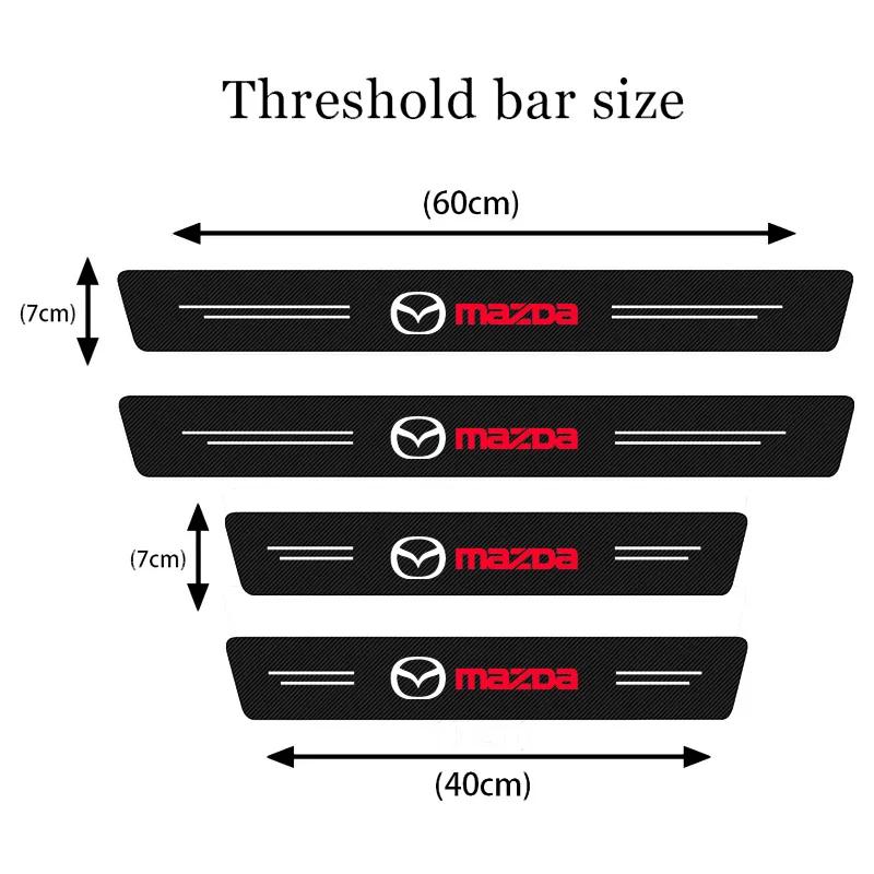 

2025 Hot 4Pcs Car Stickers Threshold Strip Carbon Fibre For Mazda 3 6 Atenza Axela CX-5 CX3 323 RX8 MX5 CX5 Car Accessories