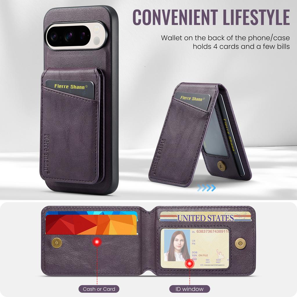 Detachable Wallet Luxury Leather Phone Case for Google Pixel 9 Pro XL 8 7 9A 8A 7A Magnetic Charging Stand Card Holder Cover