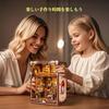 FUNPOLA 3D Puzzle, Buchstützen-Set, Katzen-Café Bücherregal, Holzpuzzle, DIY Miniatur-Puppenhaus, LED-Bücherregalhalter, Buchstützen, Ausstellungs-Bastelset, 330