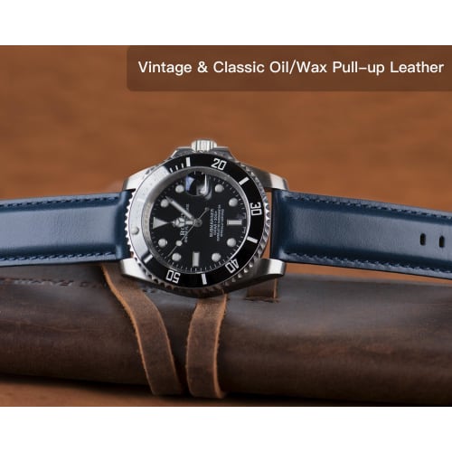 OTTOODY Watch Band, Genuine Leather Watch Strap, 18mm, 19mm, 20mm, 21mm, 22mm, Replacement Strap, Quick Release, No Tools Required, Elegant Calf Leath