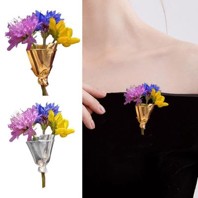 2 Broches de Jarrón de Flores Artísticos Soporte para Flores Reales/Secas Pin Floral de Solapa Usable Broche de Arte Minimalista