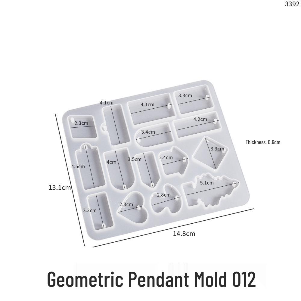 DIY Geometric Pendant & Earring Silicone Mold Set - Heart, Rectangle, Triangle, Water Drop Designs