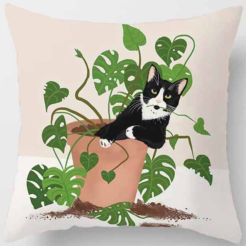 Cat Is Leisure Life Square Pillowcase for Home Decoration Car Sofa Cushion Cover Outdoor Seat Decoration Accessories 45x45cm