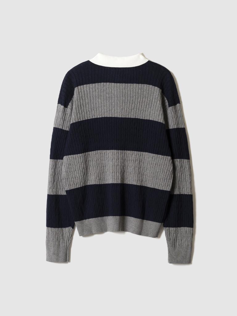 Pokeopeiseu Cable Rugby Knit Gray/Navy
