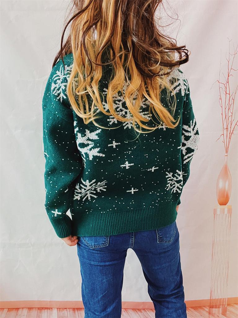 Autumn and winter new thick New Year sweater Christmas snowflake round neck long sleeved knitted pullover sweater 3600 KTB