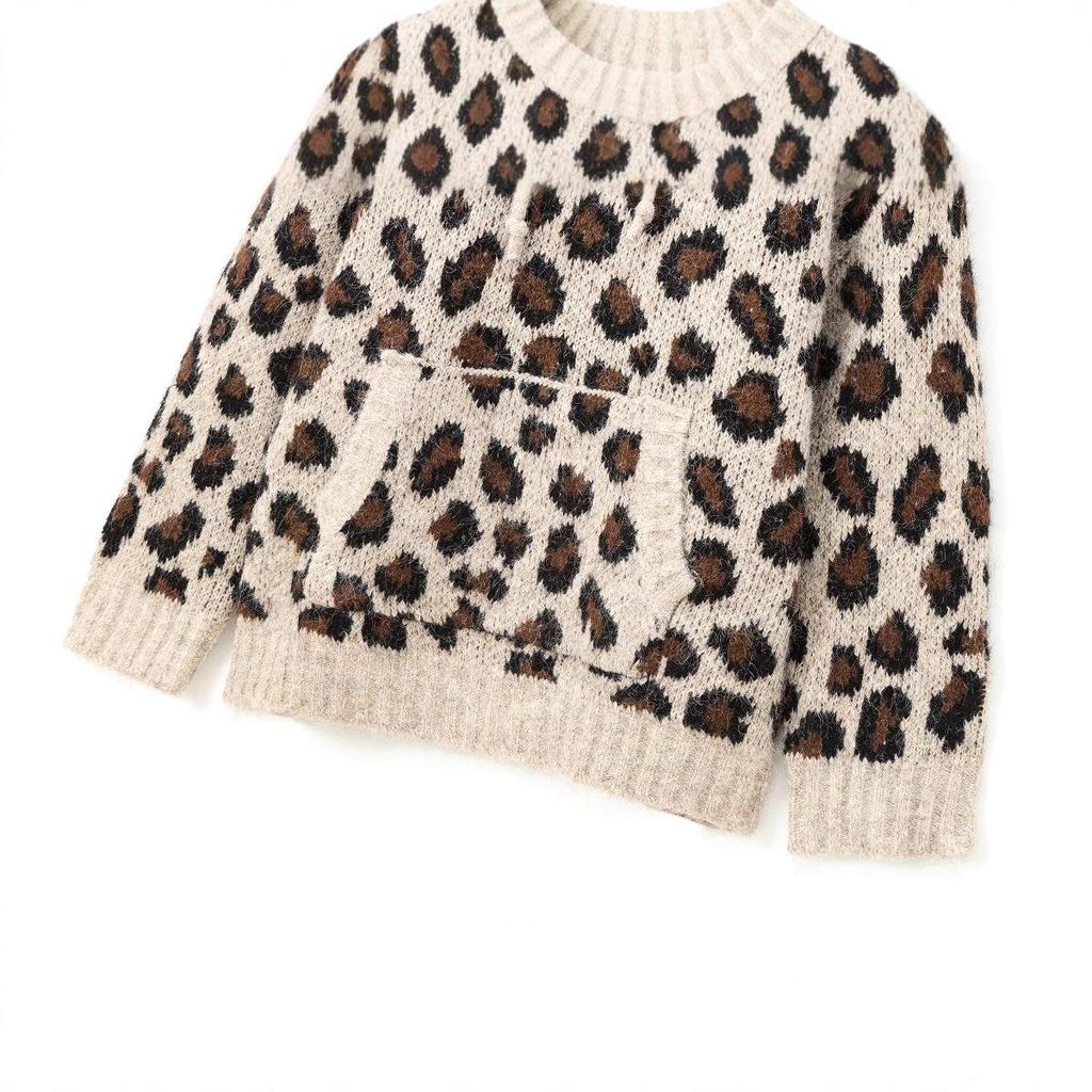 2024 Fall Women's Animal Pattern Jacquard Knit Sweatshirt - European & American Style Long Sleeve