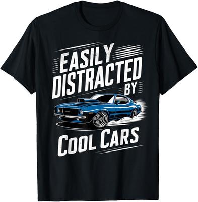 Mens Boys Vintage Muscle Car Easily Distracted by Cool Cars Unisex T-Shirt
