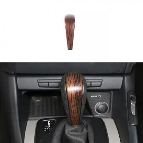 Brown Wood Grain Central Console Gear Shift Knob Trim For BMW 1 Series E81 07-11