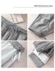 Pantalones de chándal grises de pierna ancha de cintura alta adelgazantes estilo americano para mujer - Primavera Engrosados con Felpa Ajuste Petite