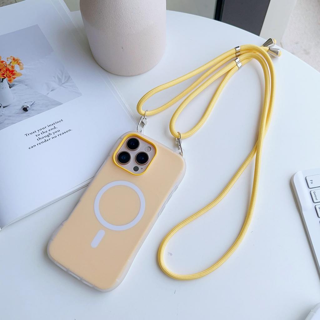 Bonbonfarbene Katzenohr Magnetische Schlanke Taille Handyhülle mit Langem Lanyard für iPhone 17 16 15 14 13 12 11 Pro Max + Plus Hülle