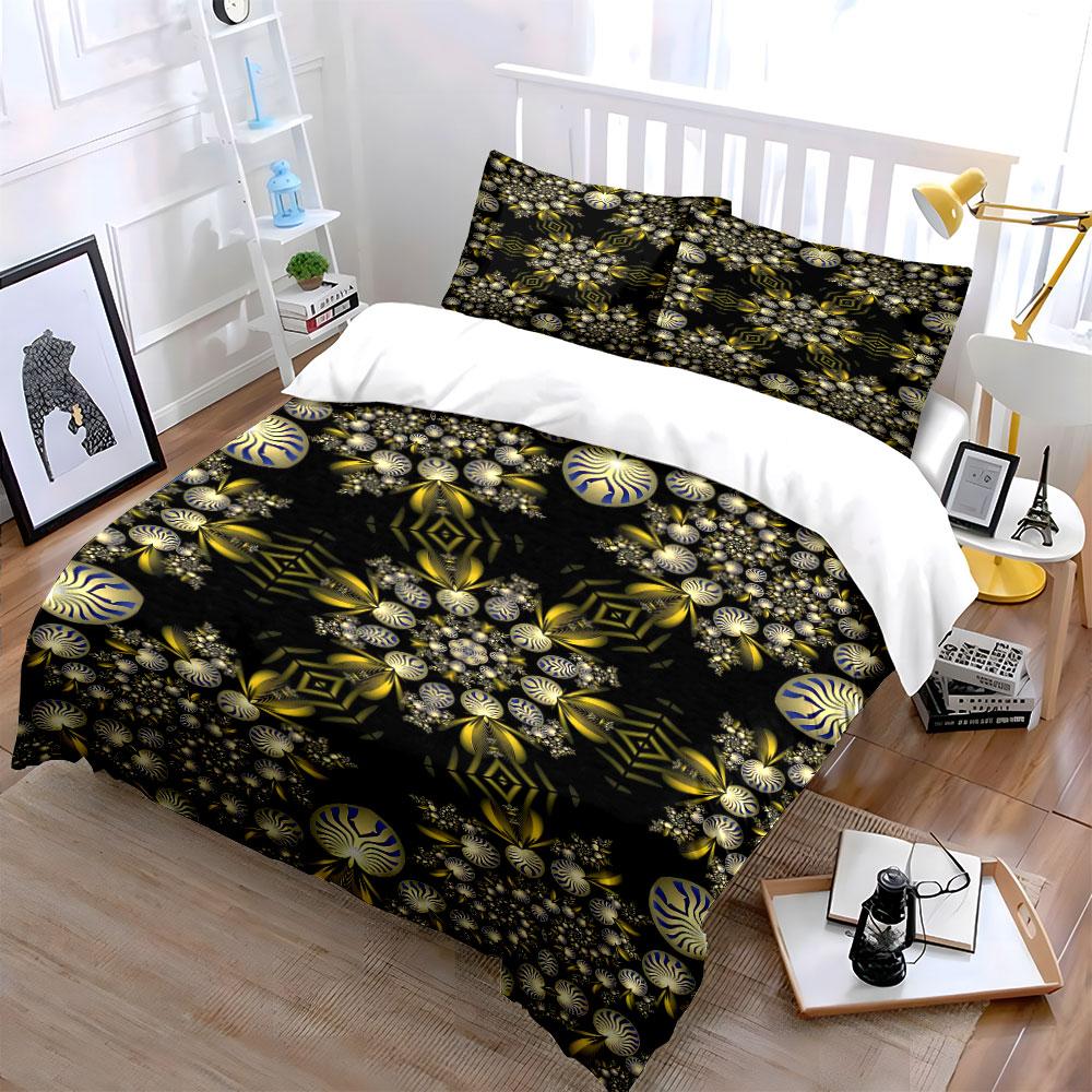 Gold Leaves and Mandalas. Bedding Sets Duvet Cover Sets Duvet Covers Pillowcases(1* Duvet Cover 2* Pillowcases Without Duvet Insert)