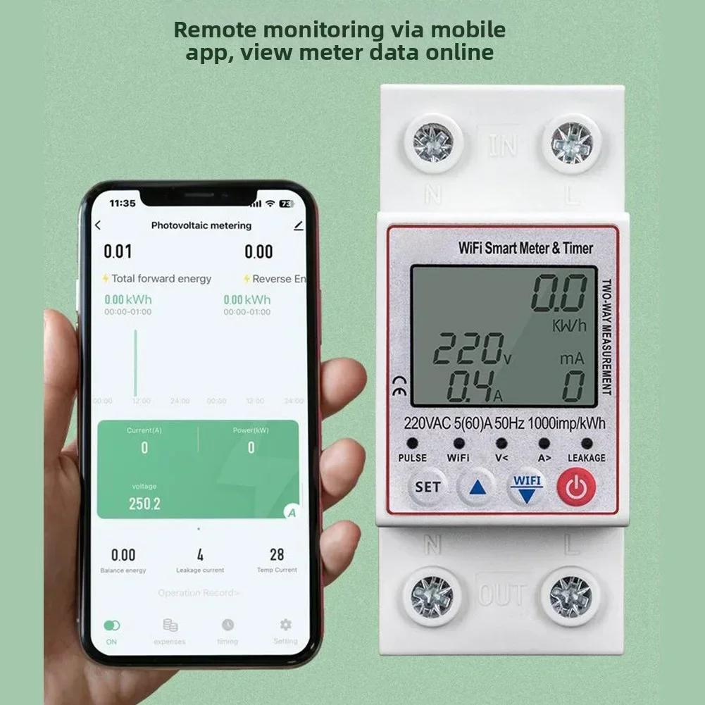 Realtime Metering WiFi Circuit Breaker DIY Installation Mobile App Control LCD Display Power Monitor Smart Home