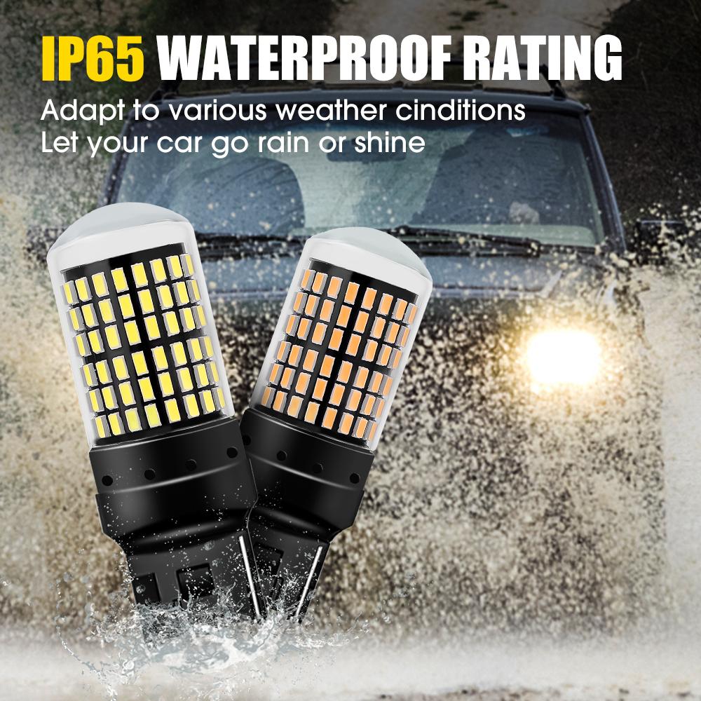 Luz LED de Señal de Giro para Coche T20 7440 1157 1156 BA15S PY21W P21W Impermeable IP68 6000K Luces de Reversa Freno Lámpara Blanca Amarilla Roja