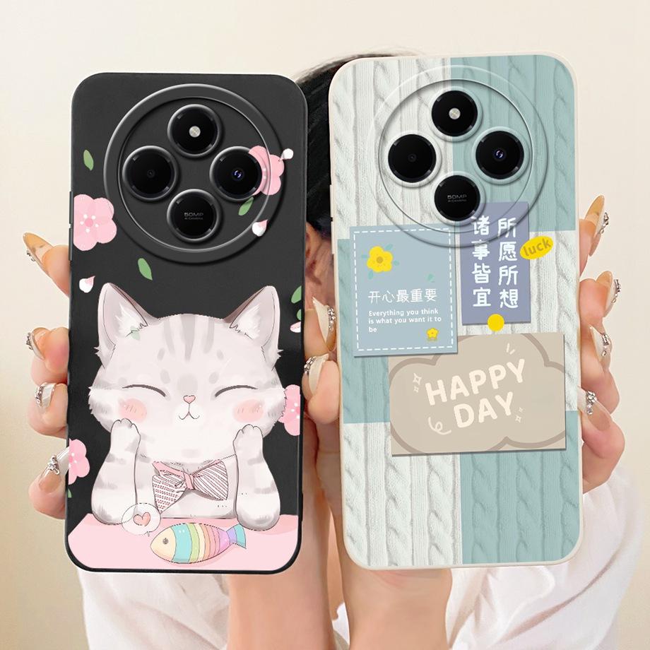 Luxury Fashion Painting Phone Case For Xiaomi Redmi 14C 4G Back Cover Liquid Silicone Soft Bumper For Redmi A4 14R 5G Poco C75