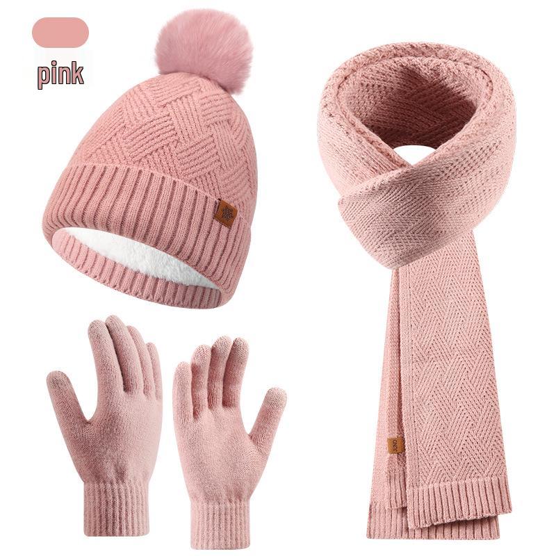 Women's Winter Knit Hat, Scarf, and Gloves Set - Double Layer Fleece Lined for Warmth