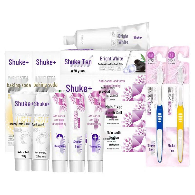 

Saky Oral Care Set with Bamboo Charcoal, Anti-Cavity & Baking Soda Toothpastes