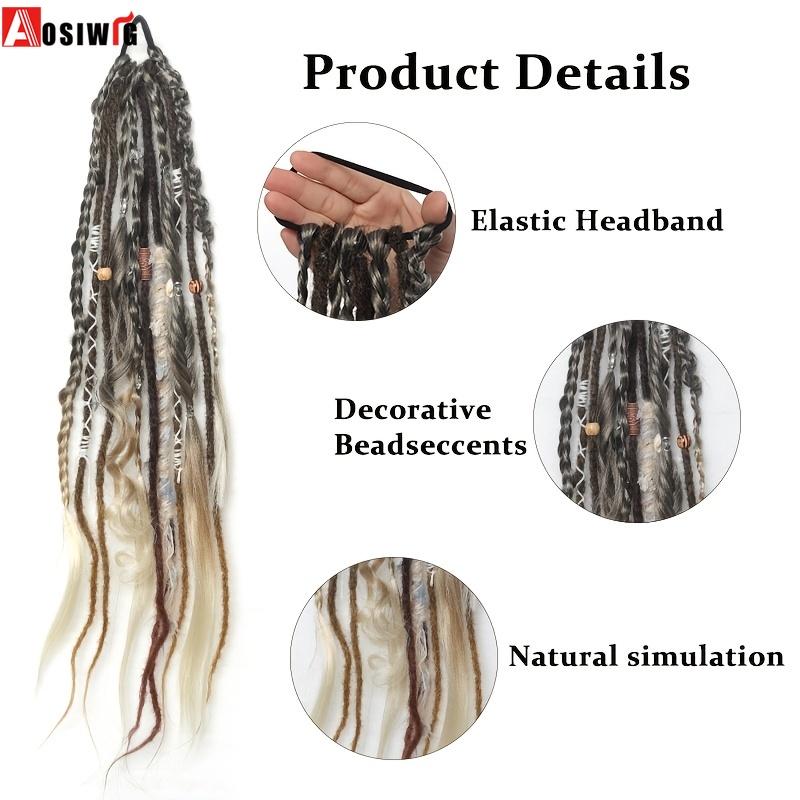 24 Inch Synthetic Handmade Braided Ponytail for Women Mixed Braid Patterns Easy Install Versatile Look Daily Party Cosplay