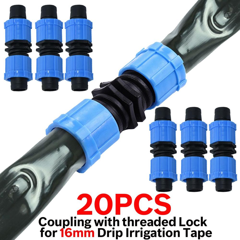 16mm 5/8" Drip Irrigation Tape Shut-Off Valve End Plug Connector Thread Lock Garden Watering System Greenyhouse to PVC Hard Pipe