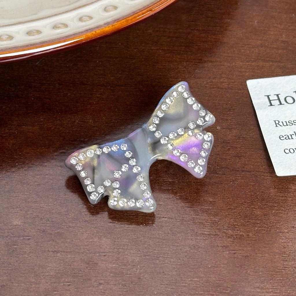 Four Centimeter Trendy Rhinestone Duckbill Hair Clips With Adorable Bow And Color Options