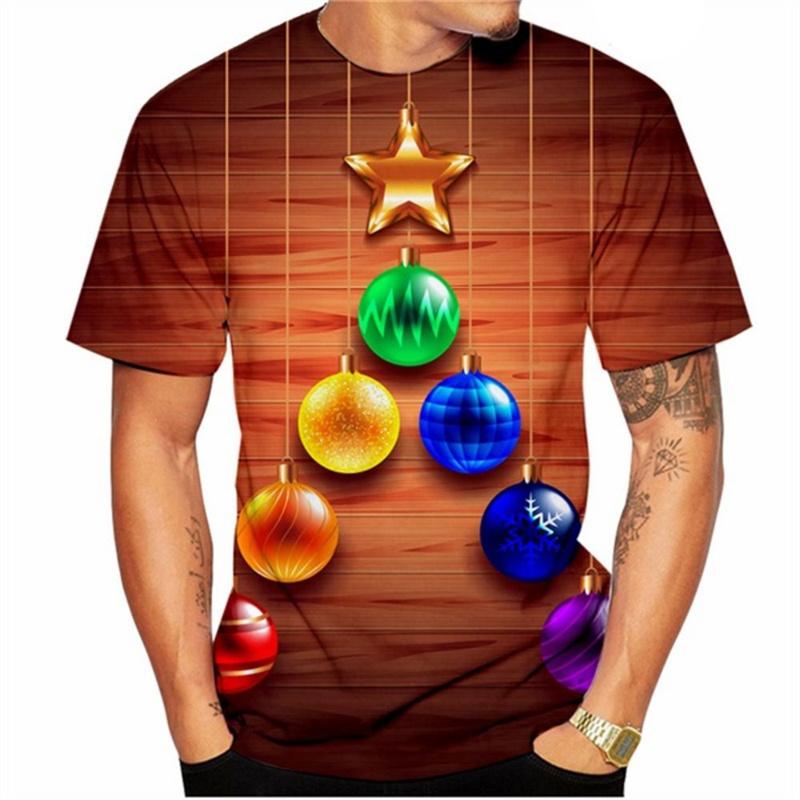 Tricou cu Imprimeu 3D de Crăciun Anul Nou Pentru Bărbați Tricouri cu Model Amuzant de Pom de Crăciun Tricouri Casual Largi cu Gât Rotund Mânecă Scurtă Top Unisex