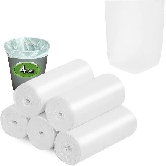 Small Trash Bags, Inwaysin Small Garbage Bags 4-6 Gallon Biodegradable Can Liners Thicken, Size Expanded, White 200 Counts 4Gal-White-200