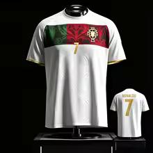 Portugal Ronaldo Fan Style Fußballtrikot Nr. 7 3D Schnelltrocknend Kurzarm Unisex Familien-Passform Fan-Oberteil für Herren Damen Kinder 160 gray