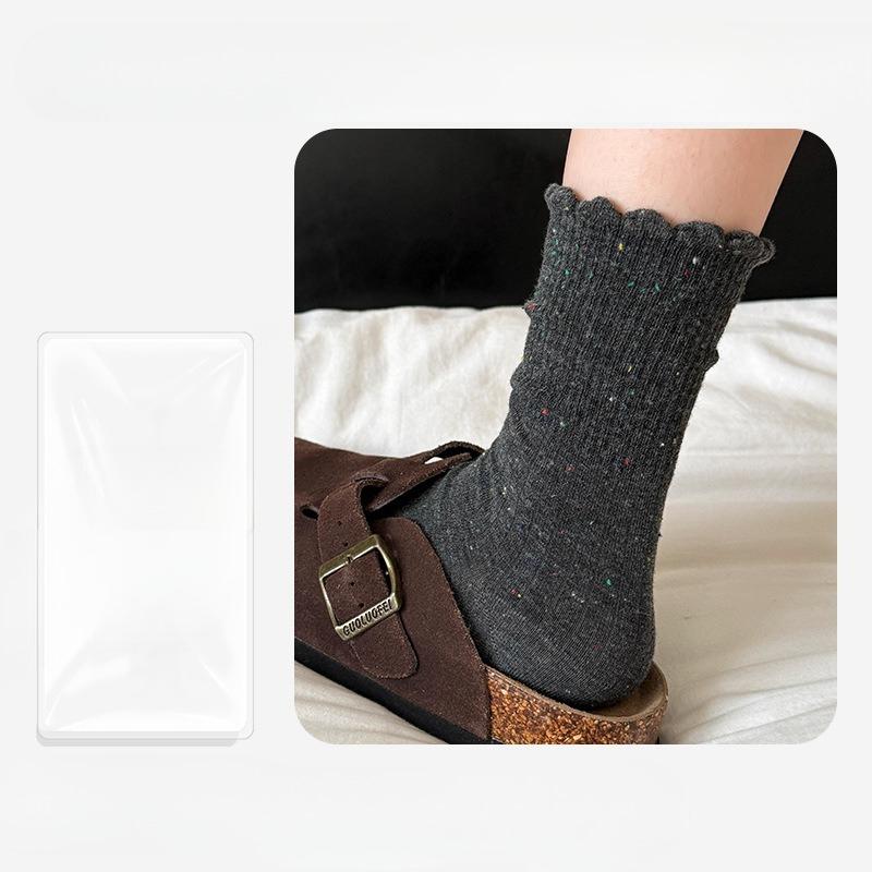 Female Autumn and Winter Simple All Go Up The Idea Gauze Fungus Lace in The Tube Pile Pile Cotton Socks