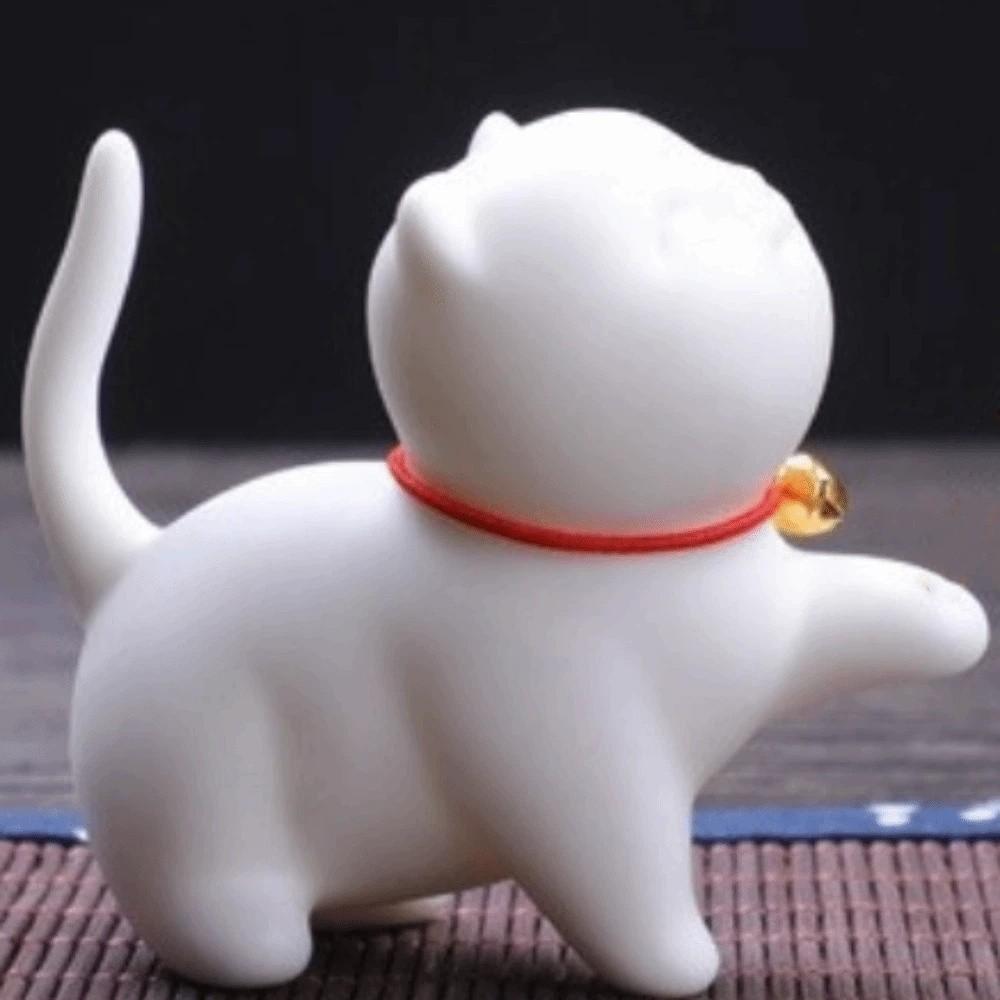Ceramic Cat Incense Burner Holder Cute Incense Stick Holder Desktop Ornament Home Decor Cat White