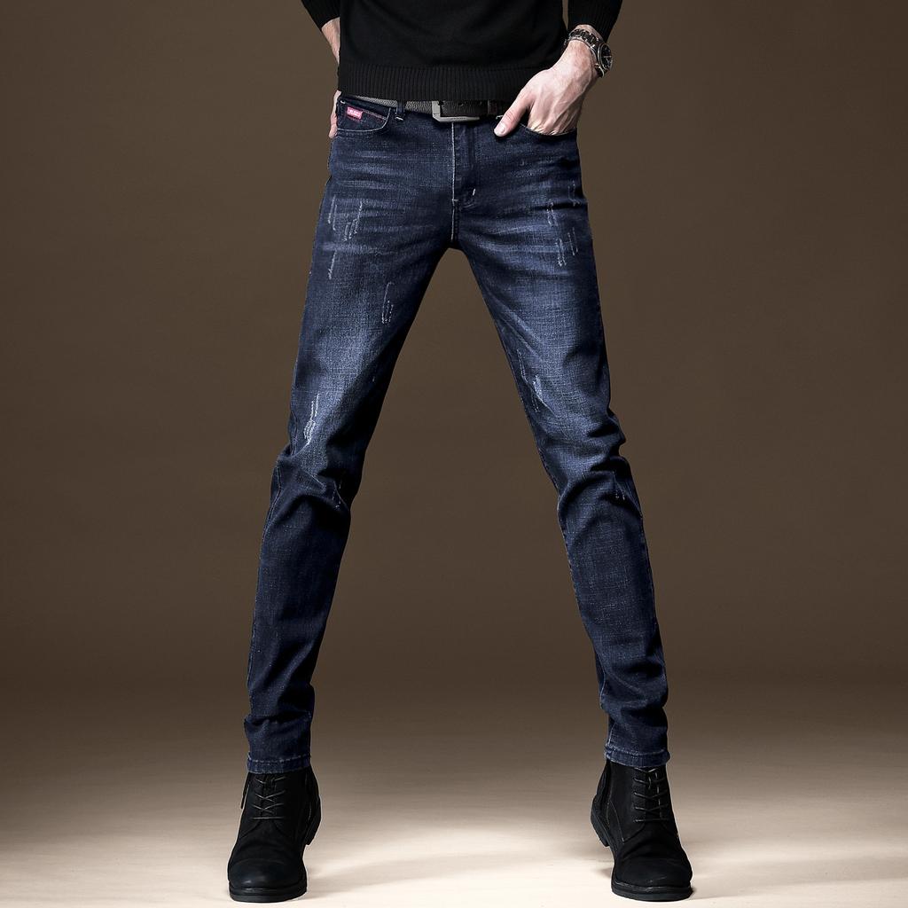 New autumn high-end elastic jeans men's trendy brand slim-fitting pants Korean version casual new men's long pants