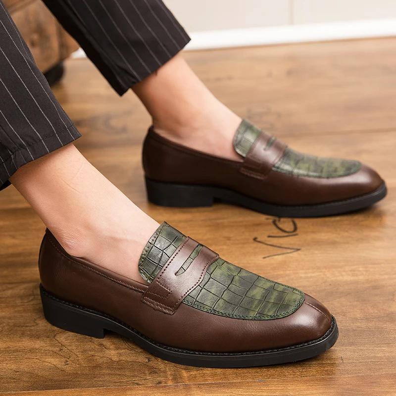 Fashion New Luxurious Classic Crocodile Pattern Business Shoes Men Designer Formal Dress Leather Shoes Men's Loafers Wedding Party Shoes