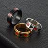 Men's Creative Poker Card Rotatable Titanium Steel Ring - Black Red Club Diamond Design