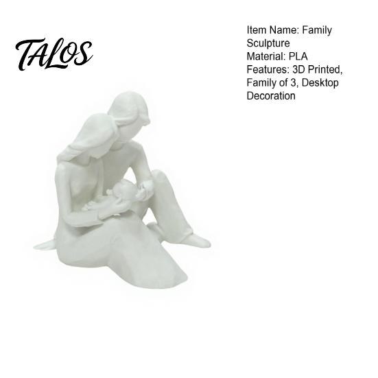 Father Mother Son Figurine 3D Printed Family of 3 Sculpture, Modern Desktop Decoration Figurine, Parent Child Decorative Statue for Home Office Shelf