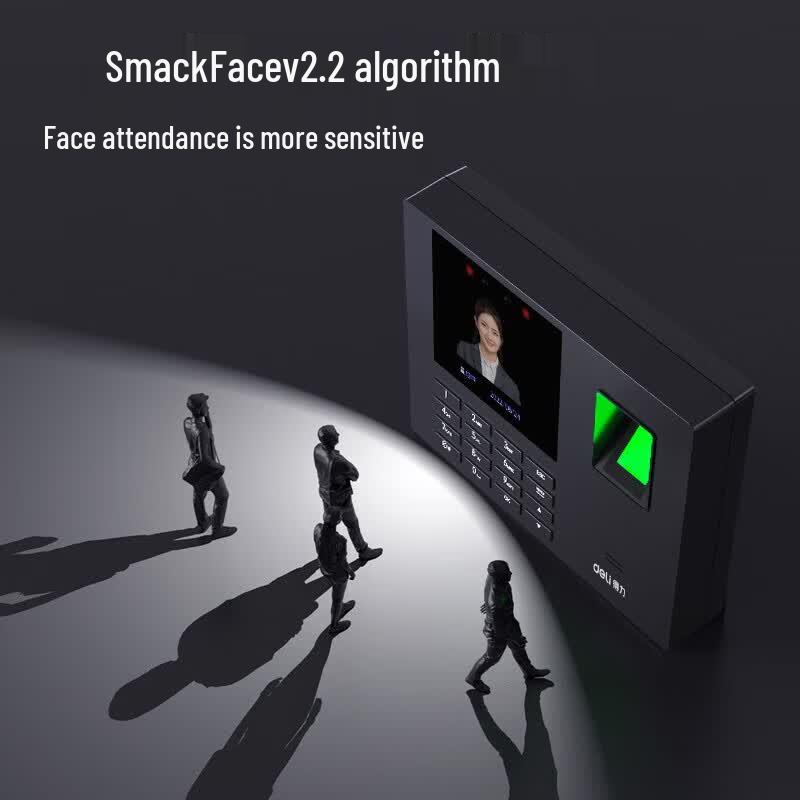 Deli Facial & Fingerprint Time Attendance Machine CN Plug (adapter Included)