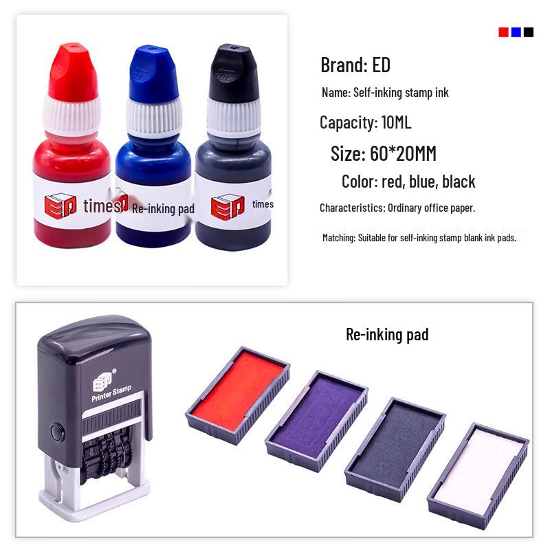 Re-inkable Adjustable Date Stamp ED401: Multi-Format English & Chinese with Slash/Dash Options and Number Wheel.