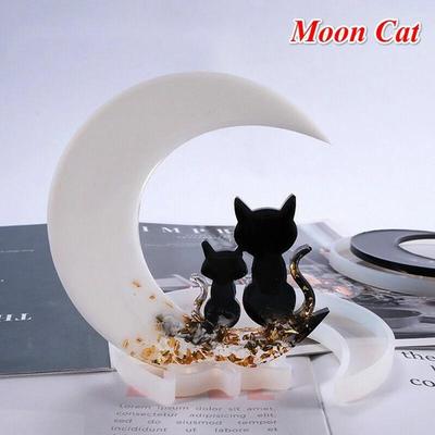 Molde de resina epoxi de cristal, molde de silicona para manualidades, fabricación de manualidades, gato, ciervo, Luna