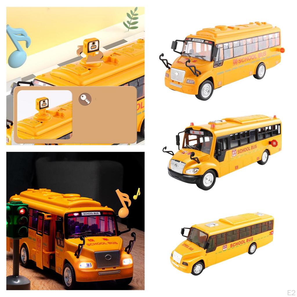 Bus, with Sounds and Lights Pull Back Door Toy Collectable Vehicles Key Bus for Boys